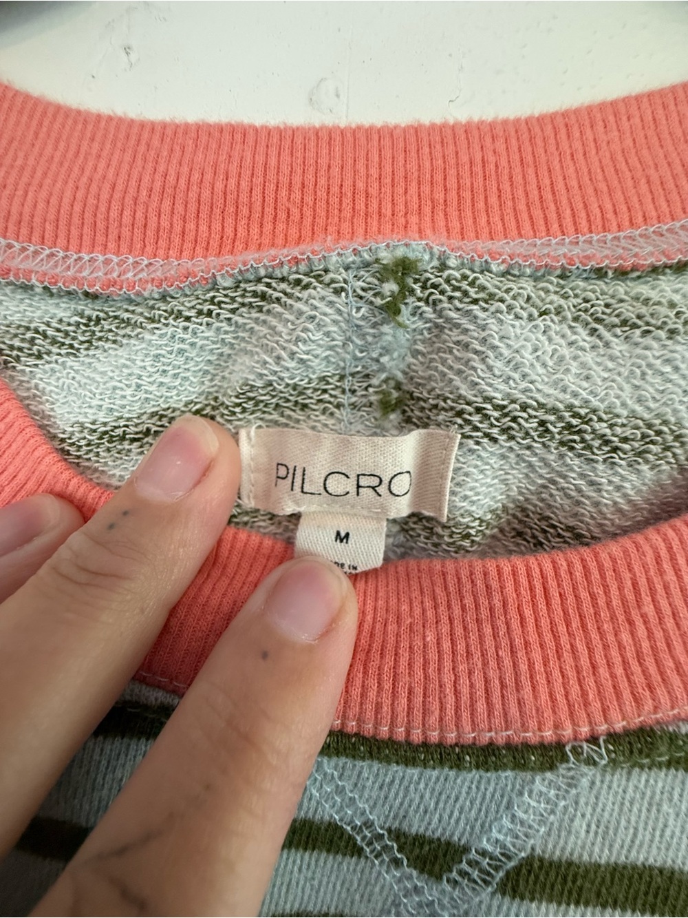 Pilcro Mint & Coral Striped Crewneck Sweatshirt - Picture 3 of 5